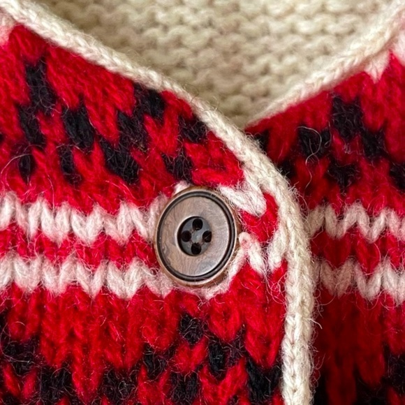 VINTAGE Oversized Wool Knit Downhill Ski Novelty Cardigan Medium - Picture 7 of 8